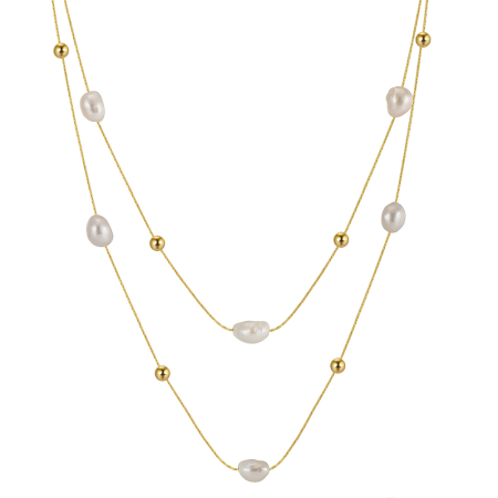 Colier argint 925 placat cu aur 14K cu perle naturale