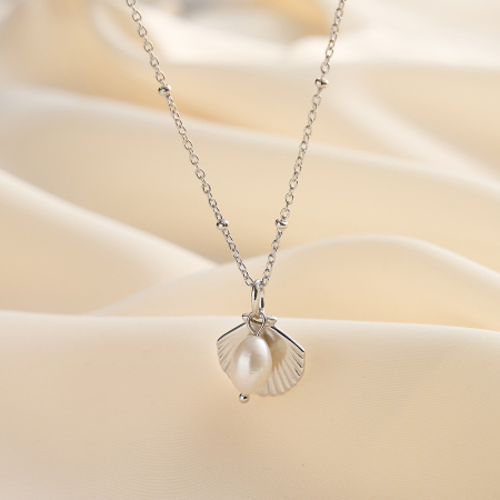 Colier argint 925 placat cu rodiu cu perle naturale [2]