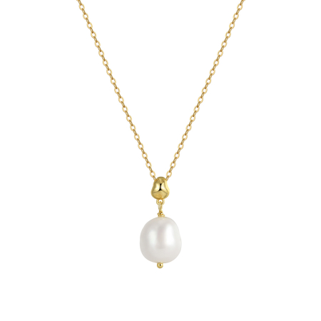 Colier argint 925 placat cu aur 14K cu perle naturale