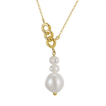 Colier argint 925 placat cu aur 14K cu perle naturale