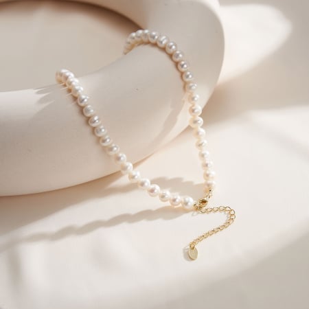 Colier argint 925 placat cu aur 14K cu perle naturale [4]
