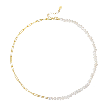 Colier argint 925 placat cu aur 14K cu perle naturale