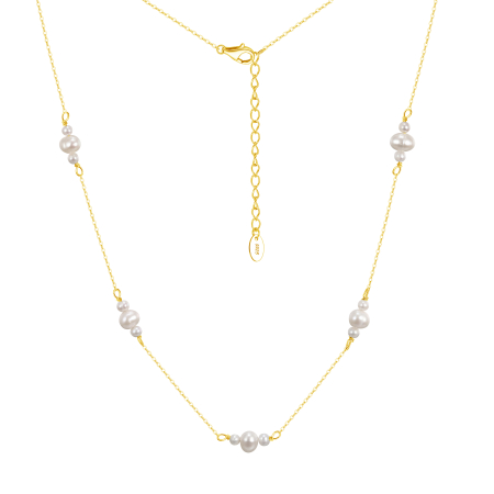 Colier argint 925 placat cu aur 14K cu perle naturale