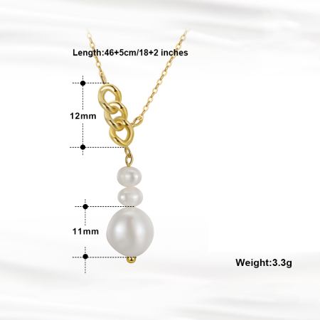 Colier argint 925 placat cu aur 14K cu perle naturale [5]