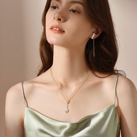 Colier argint 925 placat cu aur 14K cu perle naturale [3]