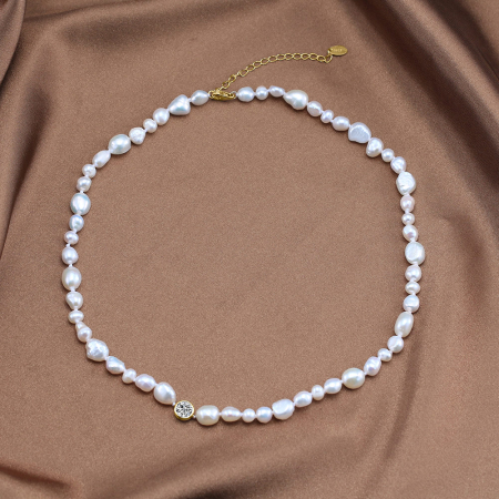Colier argint 925 placat cu aur 14K cu perle naturale [2]