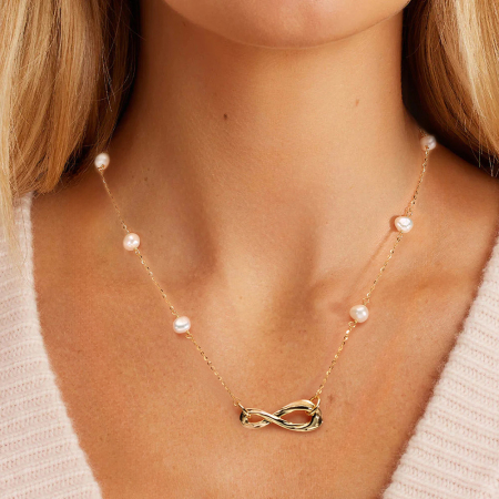 Colier argint 925 placat cu aur 14K cu perle naturale INFINITE LOVE [1]