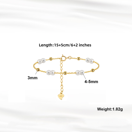 Set Faith colier si bratara argint 925 placat cu aur 14K cu perle naturale [10]