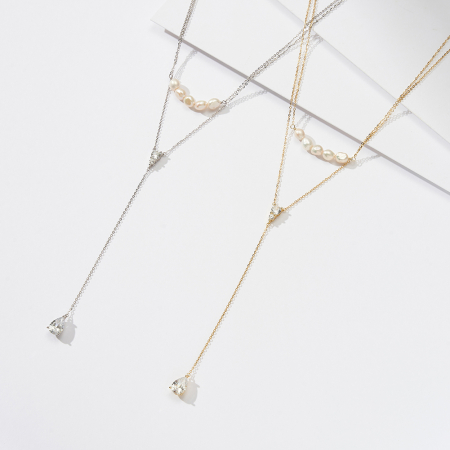 Colier argint 925 placat cu aur 14K cu perle naturale si zirconiu [3]
