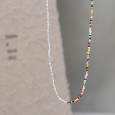 Colier argint 925 placat cu aur 14K cu perle si margele din sticla colorata [3]
