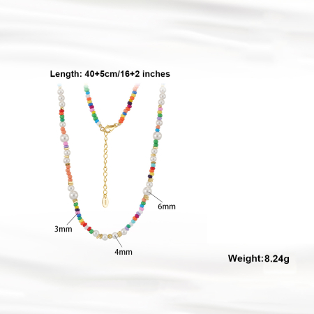 Colier argint 925 placat cu aur 14K cu perle si margele din sticla colorata [5]