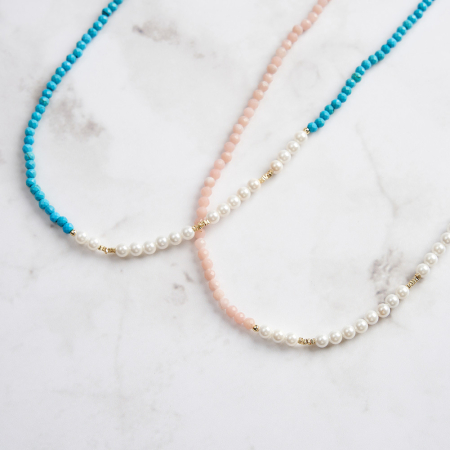 Colier argint 925 placat cu aur 14K cu perle si opal natural [7]