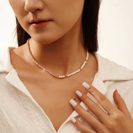 Colier argint 925 placat cu aur 14K cu perle si opal natural [1]