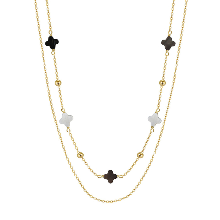 Colier argint 925 placat cu aur 14K cu sidef