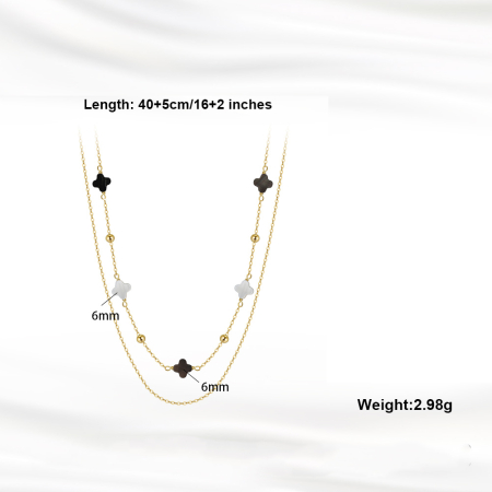 Set argint 925 colier si bratara placate cu aur 14K cu pandantive din sidef Trifoi cu Patru Foi [7]