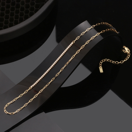Colier tennis argint 925 placat cu aur 14K cu zirconiu [2]