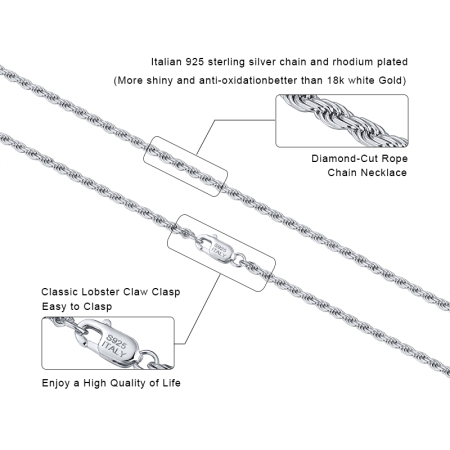 Colier argint 925 placat cu rodiu, impletit, UNISEX, 50 cm, 2,3 mm [9]
