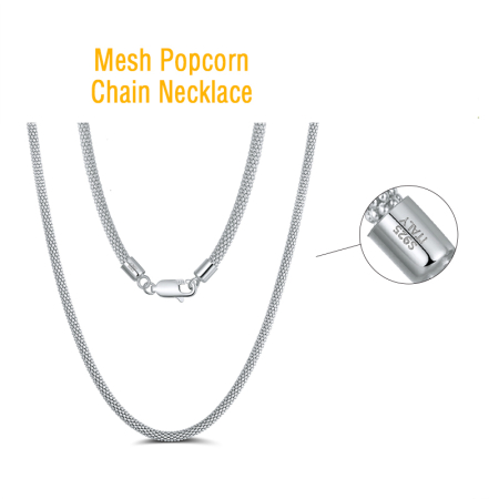 Colier argint 925 placat cu rodiu, Popcorn, 60 cm, 3 mm [2]