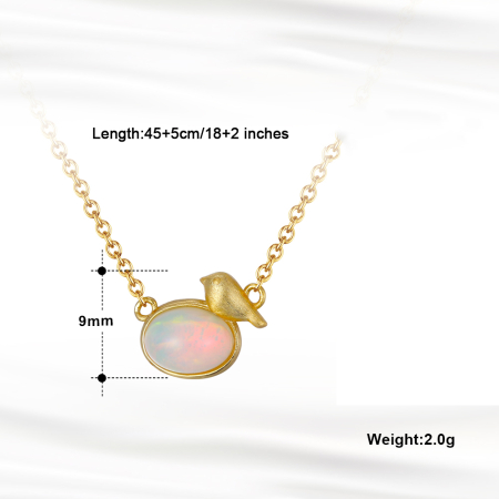 Colier argint 925 placat cu rodiu cu opal natural [3]