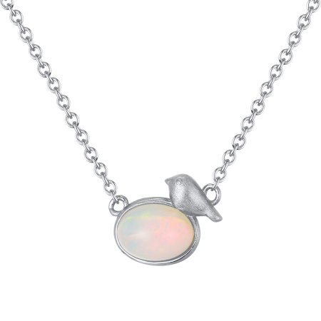 Colier argint 925 placat cu rodiu cu opal natural