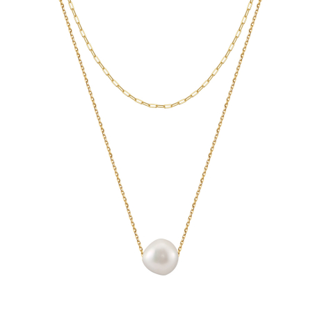 Colier argint 925 placat cu aur 14K cu perle naturale