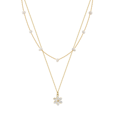 Colier argint 925 placat cu aur 14K cu perle naturale