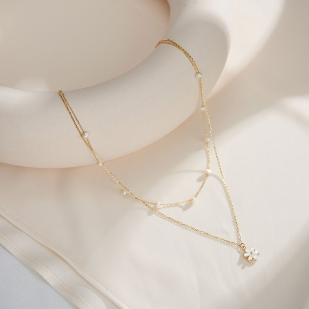 Colier argint 925 placat cu aur 14K cu perle naturale [2]