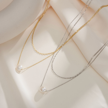 Colier argint 925 placat cu aur 14K cu perle naturale [4]