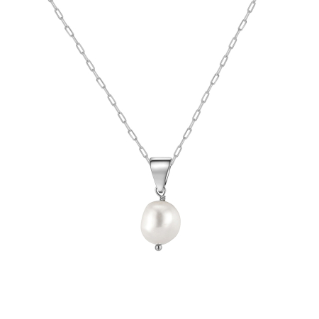 Colier argint 925 placat cu rodiu cu perle naturale