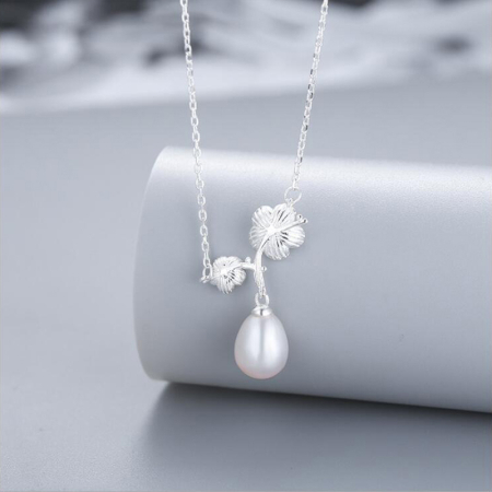 Colier argint 925 placat cu rodiu cu perle naturale si zirconiu [5]