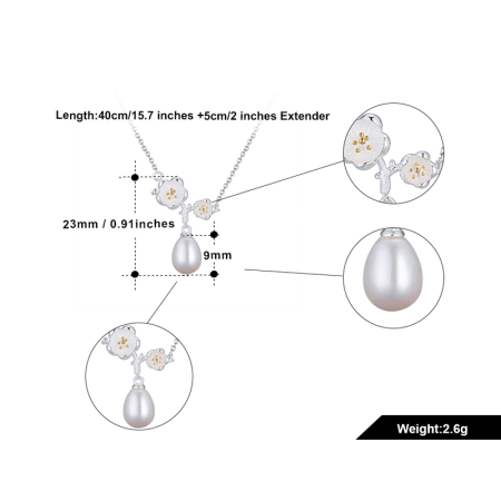 Colier argint 925 placat cu rodiu cu perle naturale si zirconiu [8]