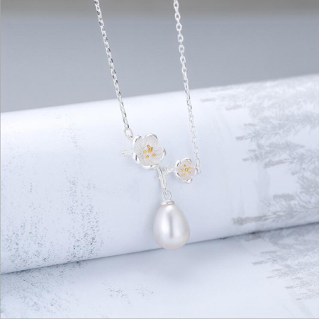 Colier argint 925 placat cu rodiu cu perle naturale si zirconiu [4]