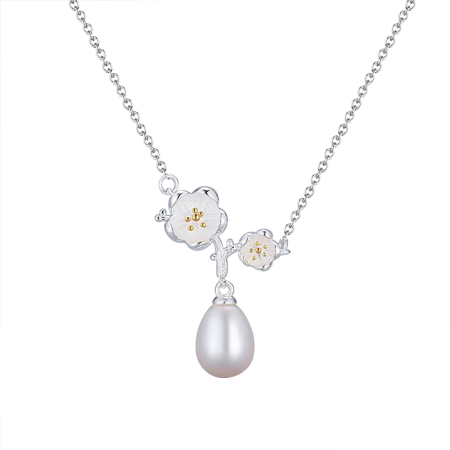 Colier argint 925 placat cu rodiu cu perle naturale si zirconiu