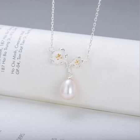 Colier argint 925 placat cu rodiu cu perle naturale si zirconiu [7]