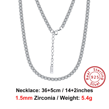 Colier argint 925 placat cu rodiu cu zirconiu, 40 cm, 1,5 mm [4]