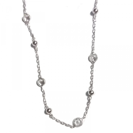 Colier argint 925 rodiat cu bilute si zirconii reglabil - LTU0032 [1]