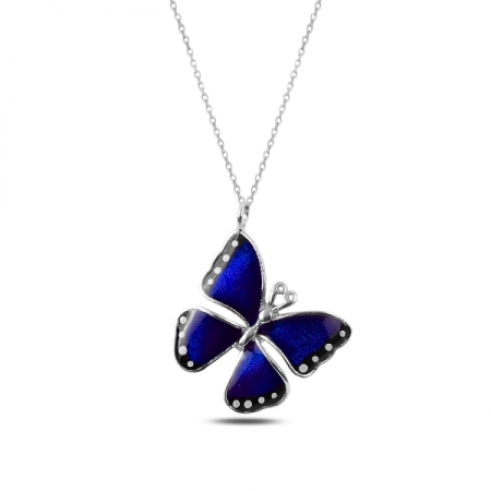 Colier argint 925 rodiat cu fluturas verde - Be Nature CTU0086 [0]