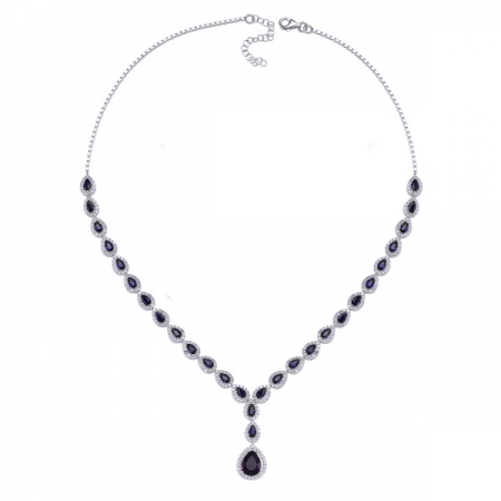 Colier argint 925 rodiat cu zirconii albe si albastre - Be Elegant CSTU0031 [2]