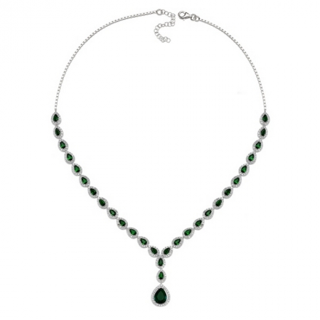 Colier argint 925 rodiat cu zirconii albe si verzi - Be Elegant CSTU0030 [0]