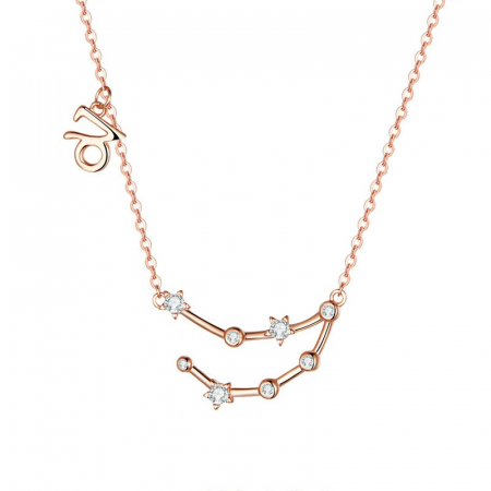 Colier argint Constelatia Capricorn placat cu aur roz