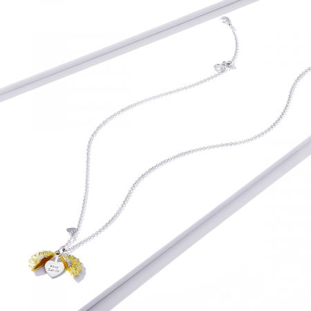 Colier argint cu floarea soarelui, inimioare si mesaj pozitiv [9]