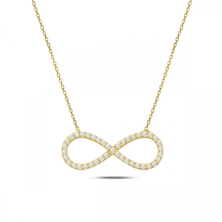 Colier argint  cu infinit si zirconii albe, placat cu aur  - CTU0105 [0]