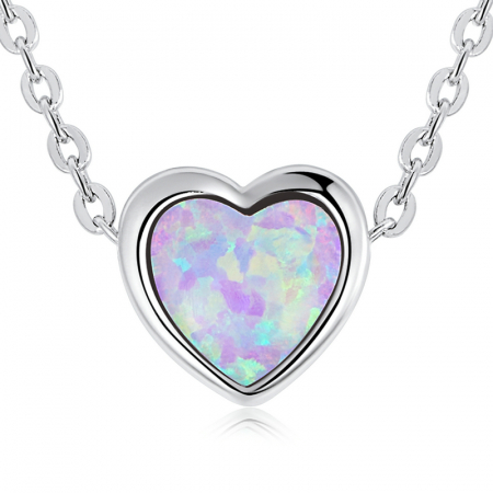 Colier argint cu inima de opal,