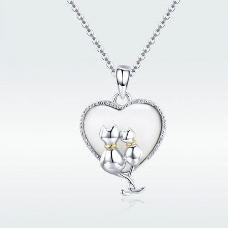 Colier argint cu  inimioara si pisicute indragostite [4]