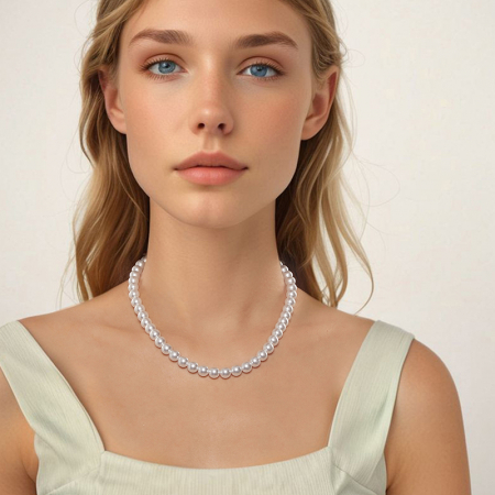 Colier argint cu perle de 8 mm [1]