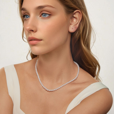 Colier argint cu perle 5 mm [3]