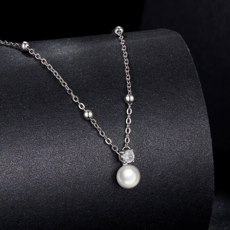 Colier argint cu perle naturale si moissanite [6]