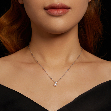 Colier argint cu perle naturale si moissanite [7]