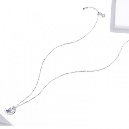 Colier argint cu unicorn, semiluna si zirconii, cu lant reglabil [3]