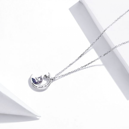 Colier argint cu unicorn, semiluna si zirconii, cu lant reglabil [2]